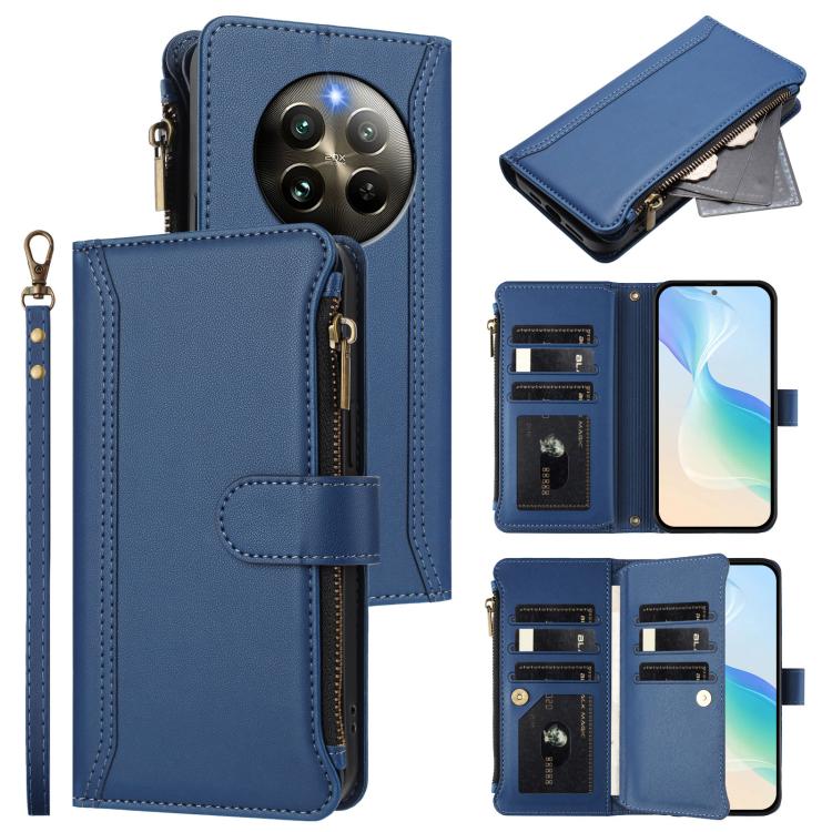 Magnetic Closure 9 Card Slots Zipper Leather Case with Hand Strap, For Realme GT7 Pro 5G / GT7 Pro Racing, For Realme C63 5G Global, For Realme 12 5G Global / 12X 5G Global, For Realme C63 4G Global / Narzo N63 4G                                       ...