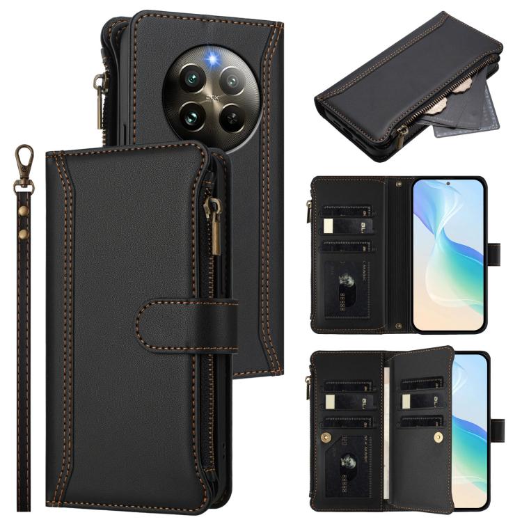 Magnetic Closure 9 Card Slots Zipper Leather Case with Hand Strap, For Realme GT7 Pro 5G / GT7 Pro Racing, For Realme C63 5G Global, For Realme 12 5G Global / 12X 5G Global, For Realme C63 4G Global / Narzo N63 4G                                       ...