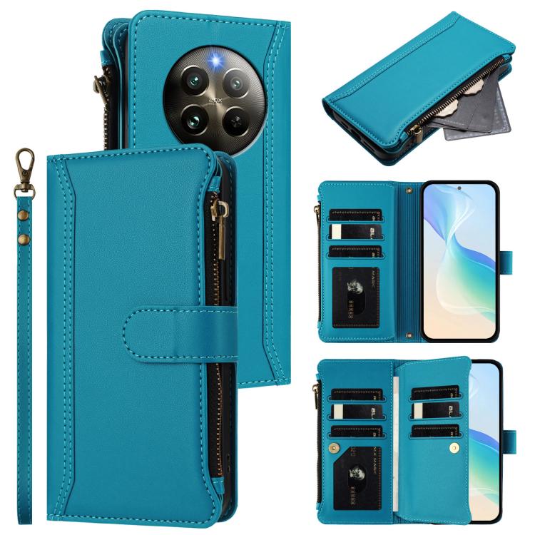 Magnetic Closure 9 Card Slots Zipper Leather Case with Hand Strap, For Realme GT7 Pro 5G / GT7 Pro Racing, For Realme C63 5G Global, For Realme 12 5G Global / 12X 5G Global, For Realme C63 4G Global / Narzo N63 4G                                       ...