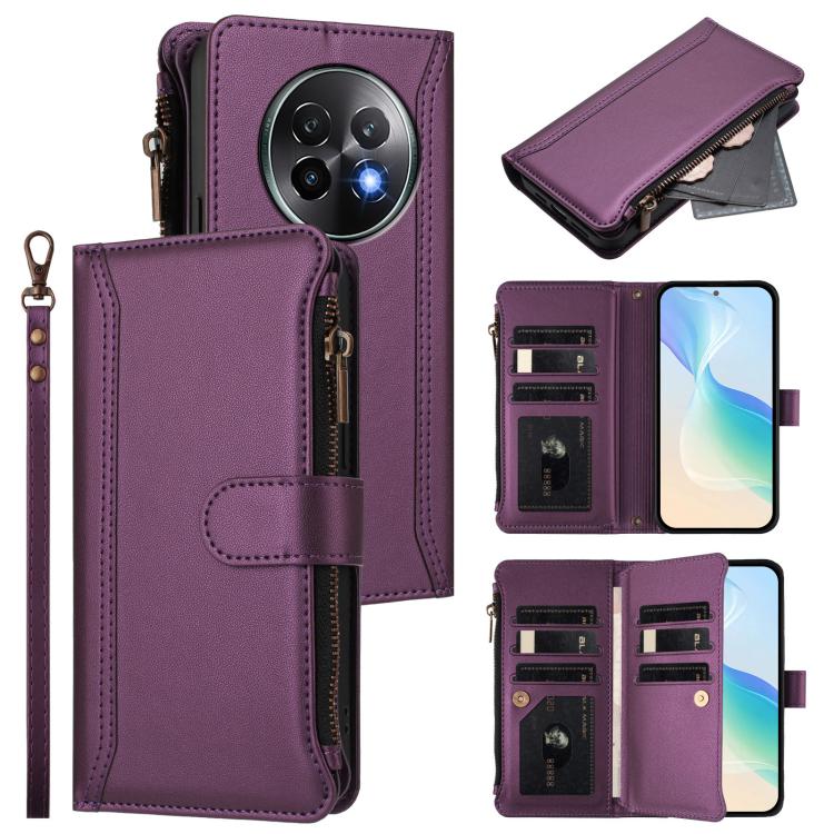 Magnetic Closure 9 Card Slots Zipper Leather Case with Hand Strap, For Realme GT7 Pro 5G / GT7 Pro Racing, For Realme C63 5G Global, For Realme 12 5G Global / 12X 5G Global, For Realme C63 4G Global / Narzo N63 4G                                       ...