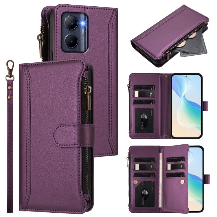 Magnetic Closure 9 Card Slots Zipper Leather Case with Hand Strap, For Realme C65 4G Global, For Realme C55 4G Global / Narzo N55, For Realme C33 2022 Global / C33 2023 Global, For Realme 10T 5G / 10S 5G, For Realme GT3 5G / GT Neo 5 240W              ...