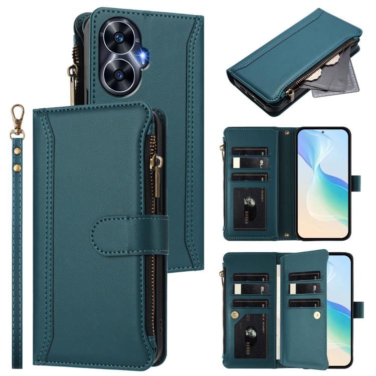 Magnetic Closure 9 Card Slots Zipper Leather Case with Hand Strap, For Realme C65 4G Global, For Realme C55 4G Global / Narzo N55, For Realme C33 2022 Global / C33 2023 Global, For Realme 10T 5G / 10S 5G, For Realme GT3 5G / GT Neo 5 240W              ...