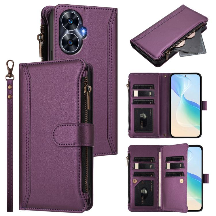 Magnetic Closure 9 Card Slots Zipper Leather Case with Hand Strap, For Realme C65 4G Global, For Realme C55 4G Global / Narzo N55, For Realme C33 2022 Global / C33 2023 Global, For Realme 10T 5G / 10S 5G, For Realme GT3 5G / GT Neo 5 240W              ...