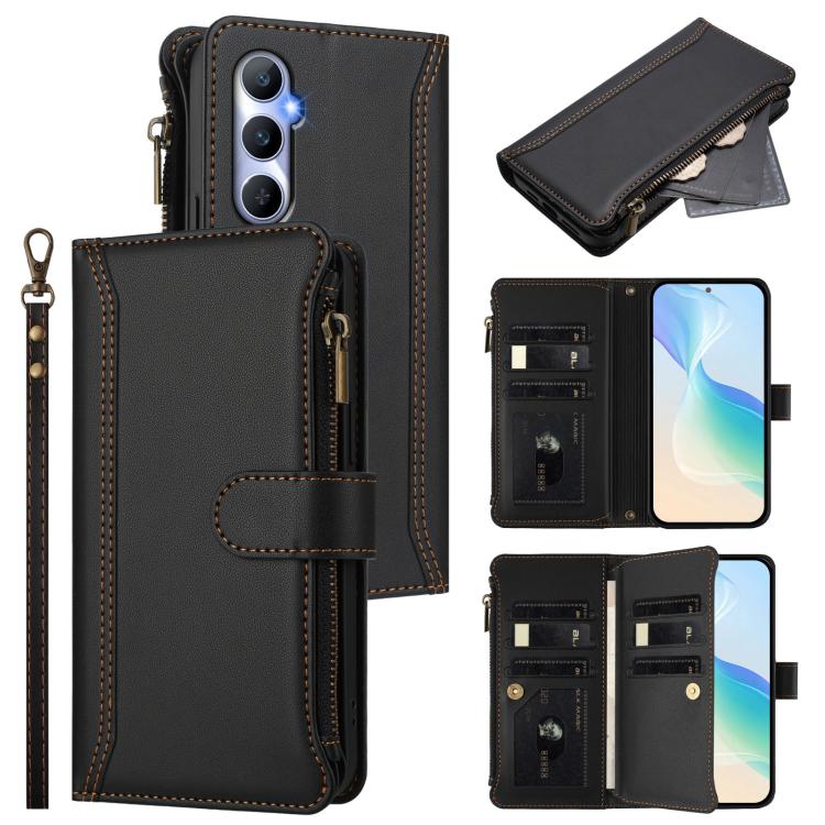 Magnetic Closure 9 Card Slots Zipper Leather Case with Hand Strap, For Realme C65 4G Global, For Realme C55 4G Global / Narzo N55, For Realme C33 2022 Global / C33 2023 Global, For Realme 10T 5G / 10S 5G, For Realme GT3 5G / GT Neo 5 240W              ...