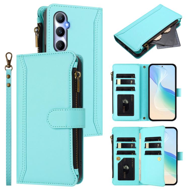 Magnetic Closure 9 Card Slots Zipper Leather Case with Hand Strap, For Realme C65 4G Global, For Realme C55 4G Global / Narzo N55, For Realme C33 2022 Global / C33 2023 Global, For Realme 10T 5G / 10S 5G, For Realme GT3 5G / GT Neo 5 240W              ...