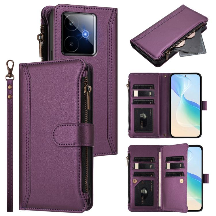 Magnetic Closure 9 Card Slots Zipper Leather Case with Hand Strap, For Realme C71 4G India, For Realme C85 5G / 15x 5G India, For Realme P4 Pro 5G, For Realme P4 5G, For Realme 15T 5G Global, For Realme 15 / 15 Pro 5G Global, For Realme C71 4G Global  ...