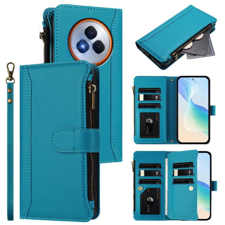Magnetic Closure 9 Card Slots Zipper Leather Case with Hand Strap, For Realme Narzo 80 Pro, For Realme Narzo 80X, For Realme P3 Ultra 5G  Global, For Realme P3 5G Global, For Realme P3 Pro 5G  Global, For Realme 14 Pro+ 5G, For Realme 14 Pro 5G India  ...