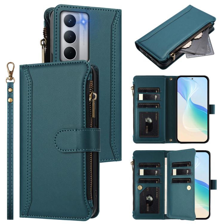 Magnetic Closure 9 Card Slots Zipper Leather Case with Hand Strap, For Realme Narzo 80 Pro, For Realme Narzo 80X, For Realme P3 Ultra 5G  Global, For Realme P3 5G Global, For Realme P3 Pro 5G  Global, For Realme 14 Pro+ 5G, For Realme 14 Pro 5G India  ...