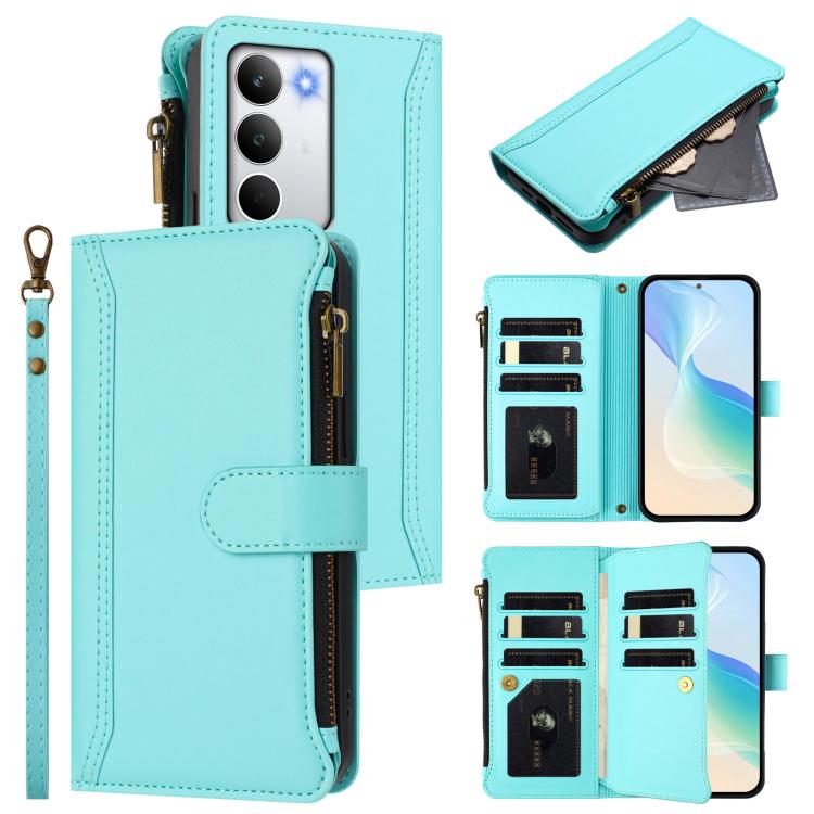 Magnetic Closure 9 Card Slots Zipper Leather Case with Hand Strap, For Realme C71 4G India, For Realme C85 5G / 15x 5G India, For Realme P4 Pro 5G, For Realme P4 5G, For Realme 15T 5G Global, For Realme 15 / 15 Pro 5G Global, For Realme C71 4G Global  ...