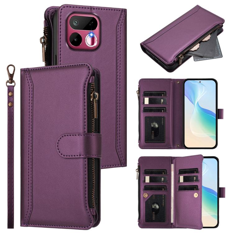 Magnetic Closure 9 Card Slots Zipper Leather Case with Hand Strap, For Realme 16T 5G Global, For Realme C83 5G India/C85 5G, For Realme P4 Power 5G, For Realme Note 80 4G Global, For Realme 16 5G Global, For Realme 16 Pro+ 5G Global                    ...