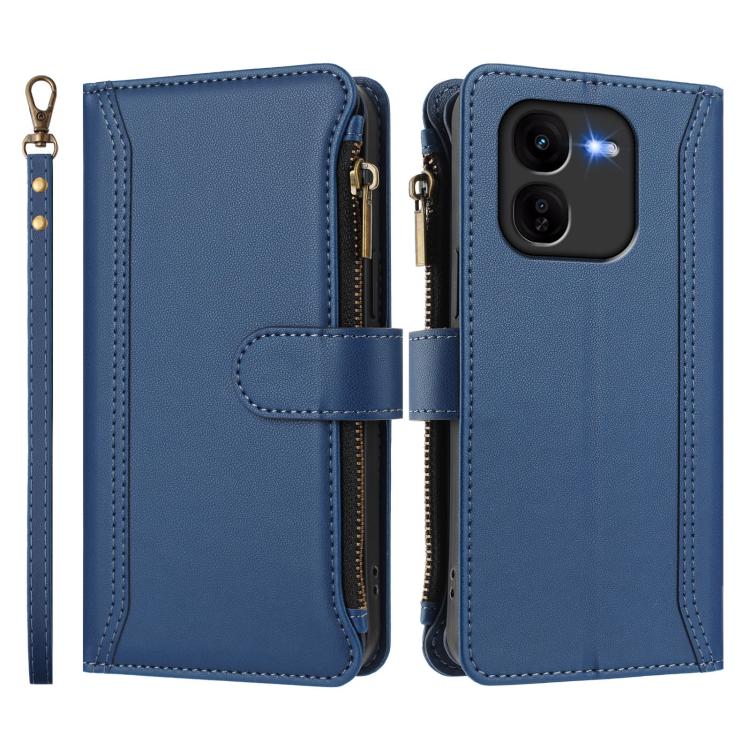 Magnetic Closure 9 Card Slots Zipper Leather Case with Hand Strap, For vivo iQOO Z9X, For vivo Y20 / Y20i / Y20S / Y11S, For vivo iQOO Z9 5G / Z9 Turbo 5G, For vivo V30 5G Global, For vivo V29E 5G Global / V30 Lite 5G Global, For vivo Y17S 4G Global   ...