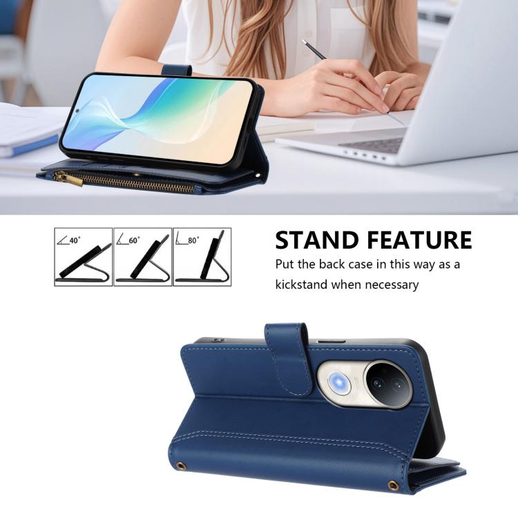 Magnetic Closure 9 Card Slots Zipper Leather Case with Hand Strap, For vivo S20 5G, For vivo S20 Pro 5G, For vivo Y19S 4G Global, For vivo X200 5G, For vivo X200 Pro mini, For vivo X200 Pro 5G, For vivo V40E 5G india / iQOO Z9s 5G                      ...