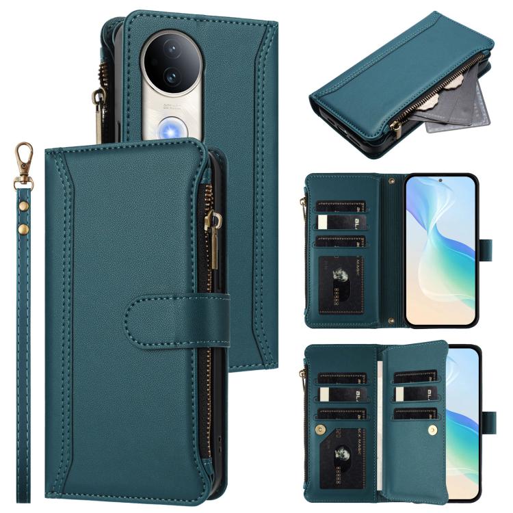 Magnetic Closure 9 Card Slots Zipper Leather Case with Hand Strap, For vivo S20 5G, For vivo S20 Pro 5G, For vivo Y19S 4G Global, For vivo X200 5G, For vivo X200 Pro mini, For vivo X200 Pro 5G, For vivo V40E 5G india / iQOO Z9s 5G                      ...
