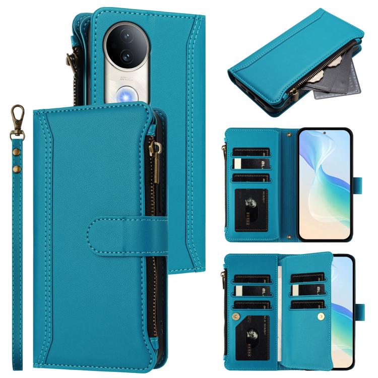 Magnetic Closure 9 Card Slots Zipper Leather Case with Hand Strap, For vivo S20 5G, For vivo S20 Pro 5G, For vivo Y19S 4G Global, For vivo X200 5G, For vivo X200 Pro mini, For vivo X200 Pro 5G, For vivo V40E 5G india / iQOO Z9s 5G                      ...
