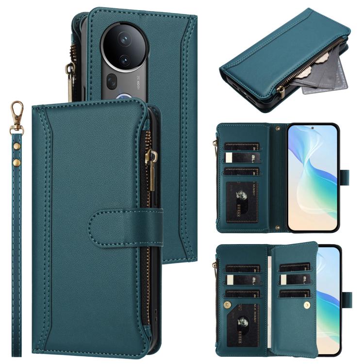 Magnetic Closure 9 Card Slots Zipper Leather Case with Hand Strap, For vivo S20 5G, For vivo S20 Pro 5G, For vivo Y19S 4G Global, For vivo X200 5G, For vivo X200 Pro mini, For vivo X200 Pro 5G, For vivo V40E 5G india / iQOO Z9s 5G                      ...