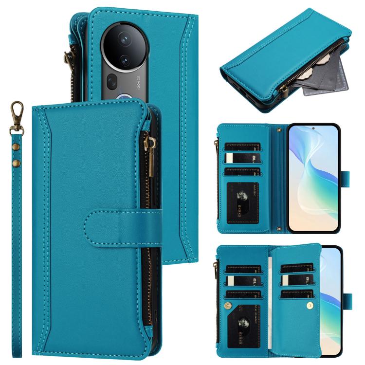 Magnetic Closure 9 Card Slots Zipper Leather Case with Hand Strap, For vivo S20 5G, For vivo S20 Pro 5G, For vivo Y19S 4G Global, For vivo X200 5G, For vivo X200 Pro mini, For vivo X200 Pro 5G, For vivo V40E 5G india / iQOO Z9s 5G                      ...