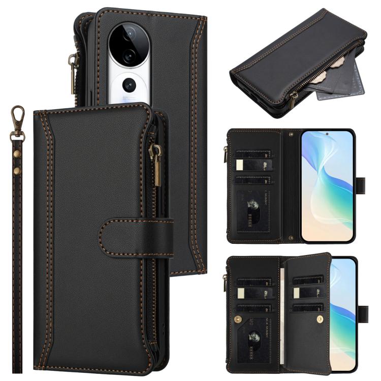 Magnetic Closure 9 Card Slots Zipper Leather Case with Hand Strap, For vivo S20 5G, For vivo S20 Pro 5G, For vivo Y19S 4G Global, For vivo X200 5G, For vivo X200 Pro mini, For vivo X200 Pro 5G, For vivo V40E 5G india / iQOO Z9s 5G                      ...