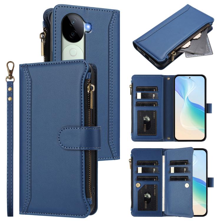 Magnetic Closure 9 Card Slots Zipper Leather Case with Hand Strap, For vivo S20 5G, For vivo S20 Pro 5G, For vivo Y19S 4G Global, For vivo X200 5G, For vivo X200 Pro mini, For vivo X200 Pro 5G, For vivo V40E 5G india / iQOO Z9s 5G                      ...