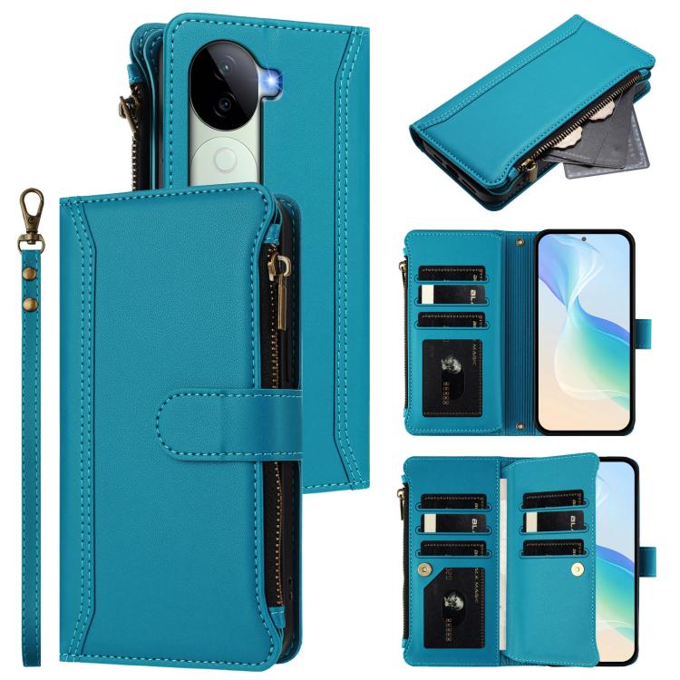 Magnetic Closure 9 Card Slots Zipper Leather Case with Hand Strap, For vivo S20 5G, For vivo S20 Pro 5G, For vivo Y19S 4G Global, For vivo X200 5G, For vivo X200 Pro mini, For vivo X200 Pro 5G, For vivo V40E 5G india / iQOO Z9s 5G                      ...