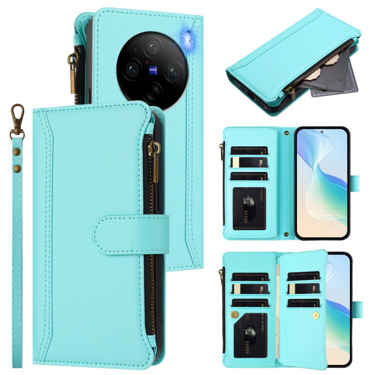Magnetic Closure 9 Card Slots Zipper Leather Case with Hand Strap, For vivo iQOO Z9X, For vivo Y20 / Y20i / Y20S / Y11S, For vivo iQOO Z9 5G / Z9 Turbo 5G, For vivo V30 5G Global, For vivo V29E 5G Global / V30 Lite 5G Global, For vivo Y17S 4G Global   ...