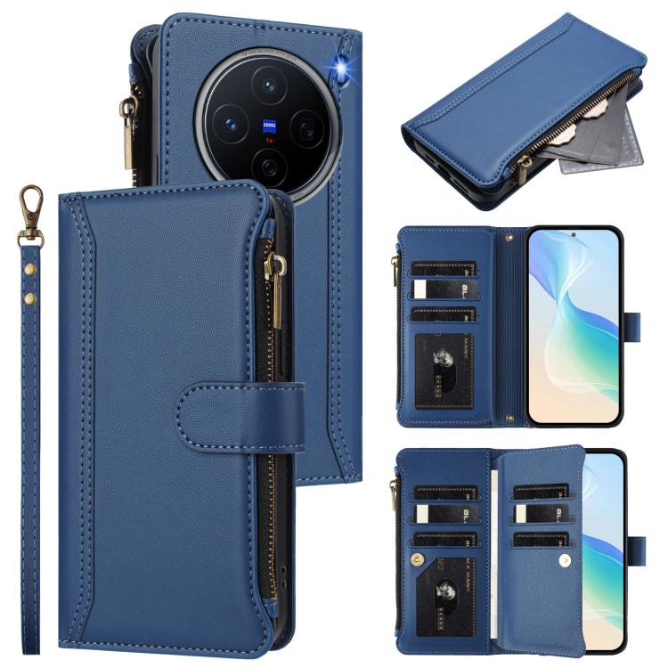 Magnetic Closure 9 Card Slots Zipper Leather Case with Hand Strap, For vivo S20 5G, For vivo S20 Pro 5G, For vivo Y19S 4G Global, For vivo X200 5G, For vivo X200 Pro mini, For vivo X200 Pro 5G, For vivo V40E 5G india / iQOO Z9s 5G                      ...