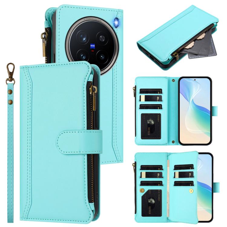 Magnetic Closure 9 Card Slots Zipper Leather Case with Hand Strap, For vivo S20 5G, For vivo S20 Pro 5G, For vivo Y19S 4G Global, For vivo X200 5G, For vivo X200 Pro mini, For vivo X200 Pro 5G, For vivo V40E 5G india / iQOO Z9s 5G                      ...