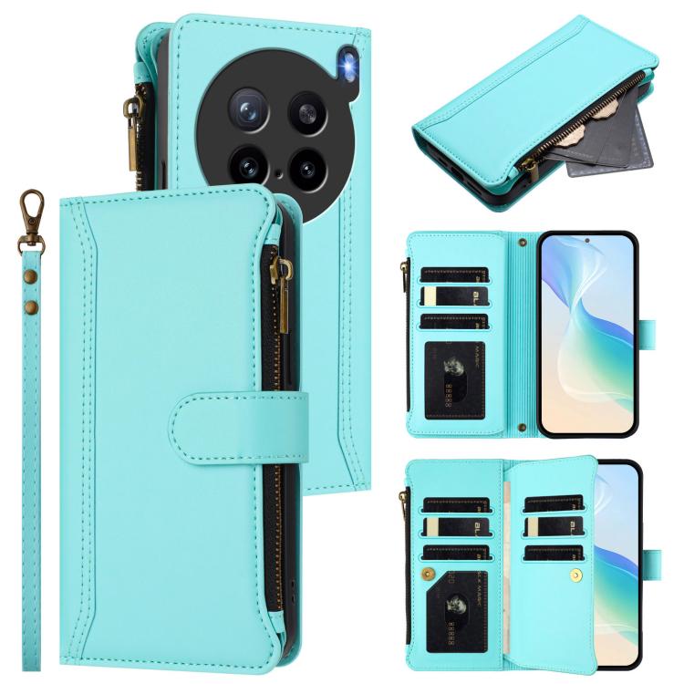 Magnetic Closure 9 Card Slots Zipper Leather Case with Hand Strap, For vivo V60 Lite 5G Global, For vivo Y400 4G, For vivo X200S 5G, For vivo V50 Lite 5G Global / V50 Lite 4G, For vivo Y39 5G Global, For vivo Y29S 5G / Y04 5G Global                    ...