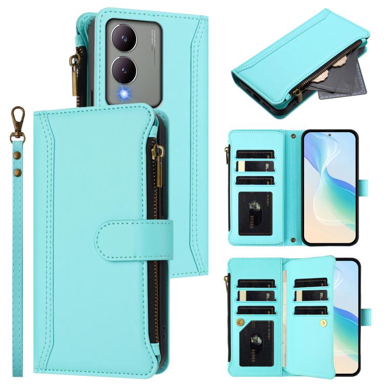 Magnetic Closure 9 Card Slots Zipper Leather Case with Hand Strap, For vivo iQOO Z9X, For vivo Y20 / Y20i / Y20S / Y11S, For vivo iQOO Z9 5G / Z9 Turbo 5G, For vivo V30 5G Global, For vivo V29E 5G Global / V30 Lite 5G Global, For vivo Y17S 4G Global   ...