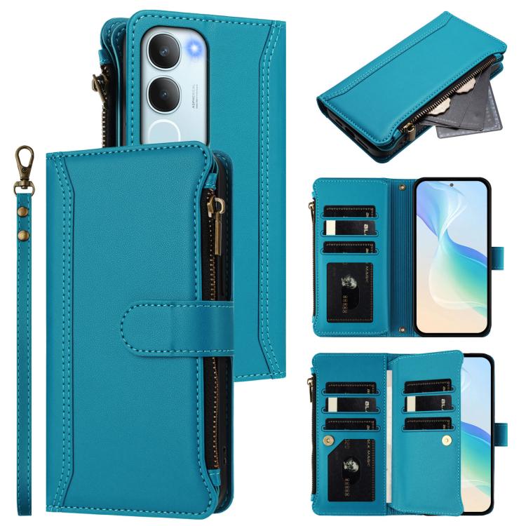 Magnetic Closure 9 Card Slots Zipper Leather Case with Hand Strap, For vivo S20 5G, For vivo S20 Pro 5G, For vivo Y19S 4G Global, For vivo X200 5G, For vivo X200 Pro mini, For vivo X200 Pro 5G, For vivo V40E 5G india / iQOO Z9s 5G                      ...