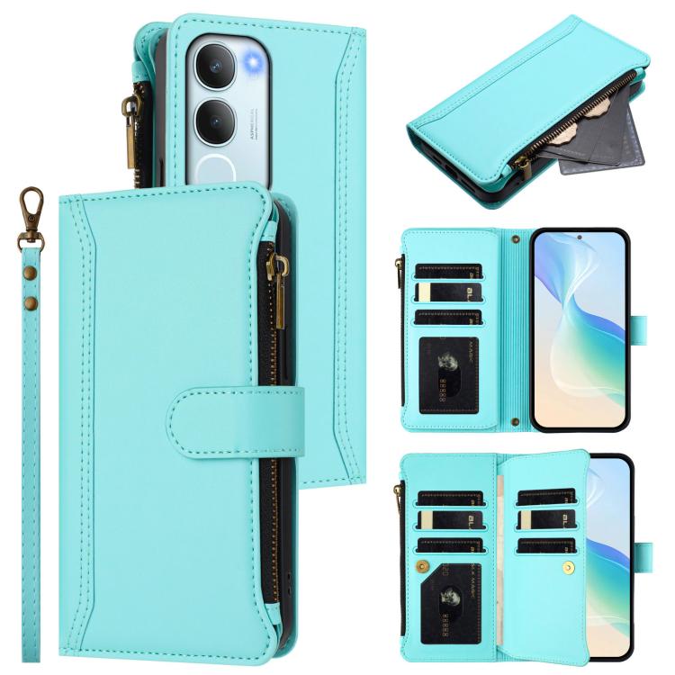 Magnetic Closure 9 Card Slots Zipper Leather Case with Hand Strap, For vivo S20 5G, For vivo S20 Pro 5G, For vivo Y19S 4G Global, For vivo X200 5G, For vivo X200 Pro mini, For vivo X200 Pro 5G, For vivo V40E 5G india / iQOO Z9s 5G                      ...