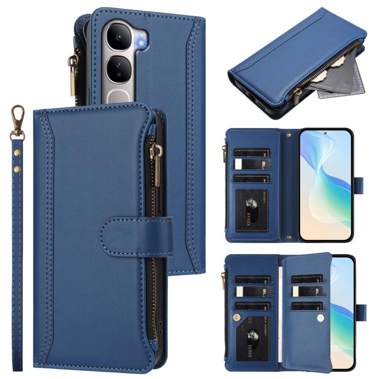 Magnetic Closure 9 Card Slots Zipper Leather Case with Hand Strap, For vivo X300 FE 5G Zeiss/S50 Pro Mini 5G, For vivo X300s, For vivo Y21 5G 2026 Global / Y05 4G, For vivo V70 FE 5G, For vivo X300 Ultra, For vivo X300 Pro, For vivo X300               ...