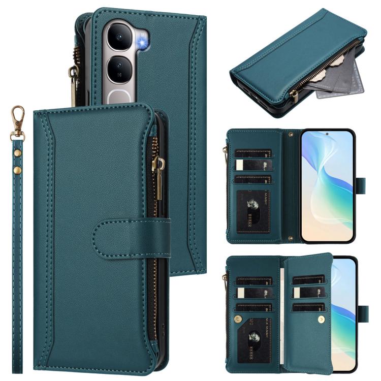Magnetic Closure 9 Card Slots Zipper Leather Case with Hand Strap, For vivo X300 FE 5G Zeiss/S50 Pro Mini 5G, For vivo X300s, For vivo Y21 5G 2026 Global / Y05 4G, For vivo V70 FE 5G, For vivo X300 Ultra, For vivo X300 Pro, For vivo X300               ...