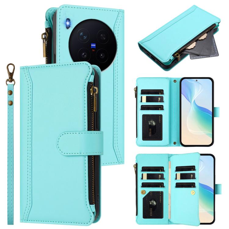 Magnetic Closure 9 Card Slots Zipper Leather Case with Hand Strap, For vivo X300 FE 5G Zeiss/S50 Pro Mini 5G, For vivo X300s, For vivo Y21 5G 2026 Global / Y05 4G, For vivo V70 FE 5G, For vivo X300 Ultra, For vivo X300 Pro, For vivo X300               ...