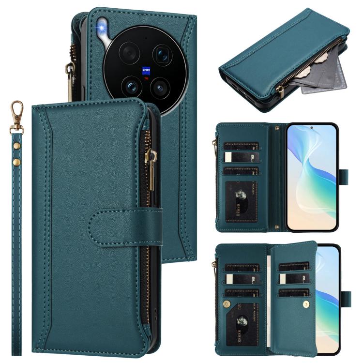 Magnetic Closure 9 Card Slots Zipper Leather Case with Hand Strap, For vivo X300 FE 5G Zeiss/S50 Pro Mini 5G, For vivo X300s, For vivo Y21 5G 2026 Global / Y05 4G, For vivo V70 FE 5G, For vivo X300 Ultra, For vivo X300 Pro, For vivo X300               ...