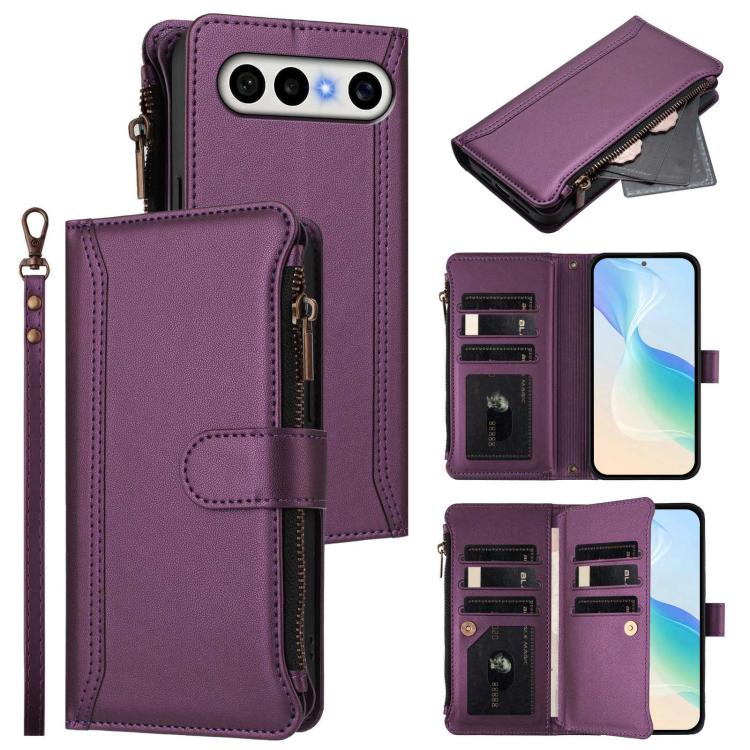 Magnetic Closure 9 Card Slots Zipper Leather Case with Hand Strap, For vivo X300 FE 5G Zeiss/S50 Pro Mini 5G, For vivo X300s, For vivo Y21 5G 2026 Global / Y05 4G, For vivo V70 FE 5G, For vivo X300 Ultra, For vivo X300 Pro, For vivo X300               ...