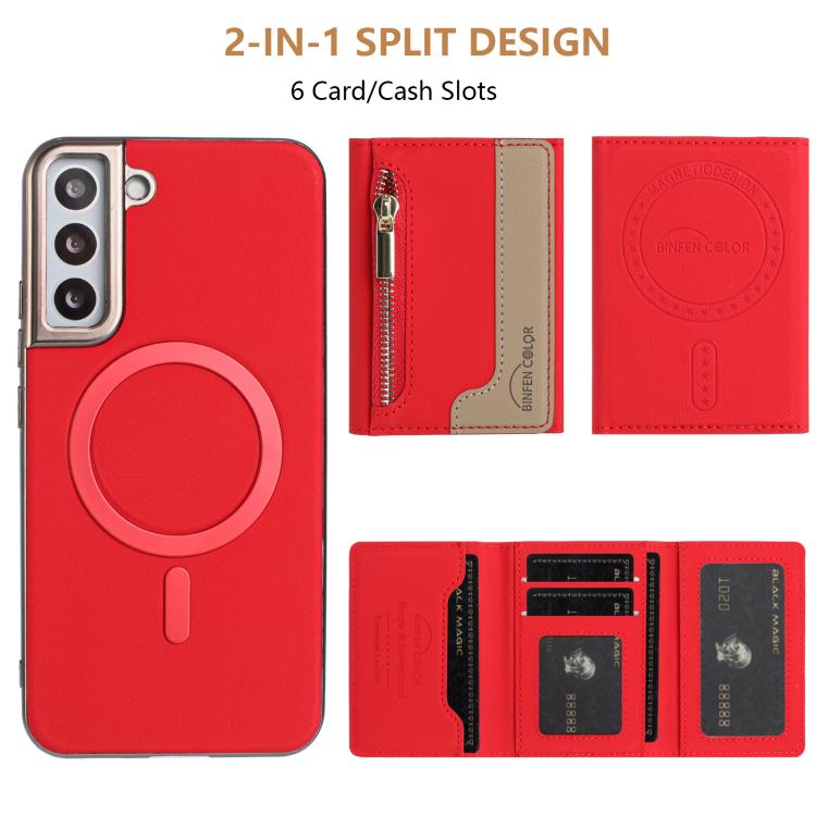 Zipper Horizontal Magnetic Card Bag RFID MagSafe Phone Case, For Samsung Galaxy S25 5G, For Samsung Galaxy S25+ 5G, For Samsung Galaxy S25 Ultra 5G, For Samsung Galaxy S24 FE 5G, For Samsung Galaxy S24 Ultra 5G, For Samsung Galaxy S24+ 5G              ...
