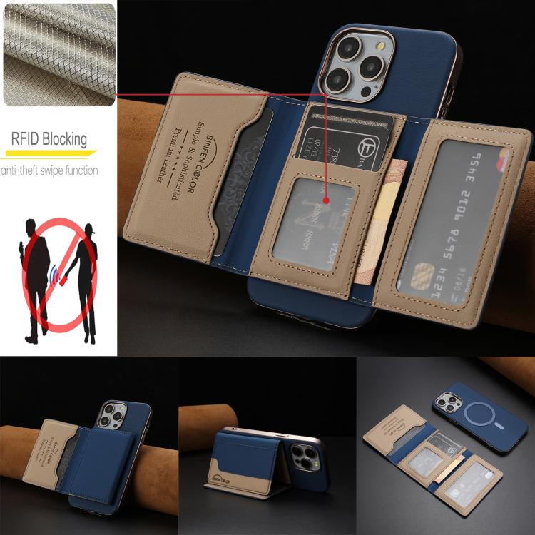 Colour Matching Horizontal Magnetic Card Bag RFID MagSafe Phone Case, For iPhone 12 Pro Max, For iPhone 11 Pro Max, For iPhone 11, For iPhone 11 Pro, For iPhone XR, For iPhone 8 Plus / 7 Plus, For iPhone 8 / 7 / 6
