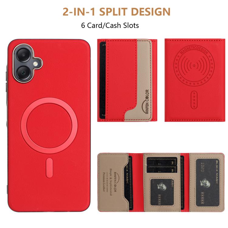 Colour Matching Horizontal Magnetic Card Bag RFID MagSafe Phone Case, For Samsung Galaxy A06, For Samsung Galaxy A56, For Samsung Galaxy A26, For Samsung Galaxy A36, For Samsung Galaxy A25, For Samsung Galaxy A55