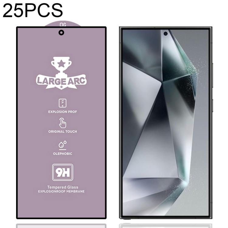 25pcs 9H 0.18mm High Aluminum Large Arc Tempered Glass Film, Support Fingerprint Unlocking, For Samsung Galaxy S26+ 5G, For Samsung Galaxy S26 Edge 5G, For Samsung Galaxy S26 Ultra 5G, For Samsung Galaxy S26 5G, For Samsung Galaxy S25 5G               ...
