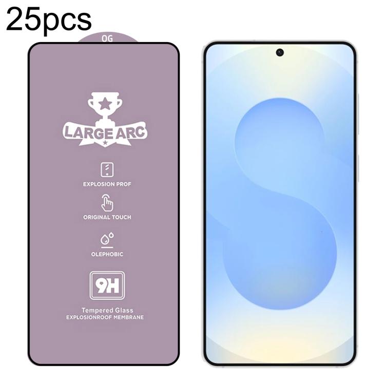 25pcs 9H 0.18mm High Aluminum Large Arc Tempered Glass Film, Support Fingerprint Unlocking, For Samsung Galaxy S26+ 5G, For Samsung Galaxy S26 Edge 5G, For Samsung Galaxy S26 Ultra 5G, For Samsung Galaxy S26 5G, For Samsung Galaxy S25 5G               ...