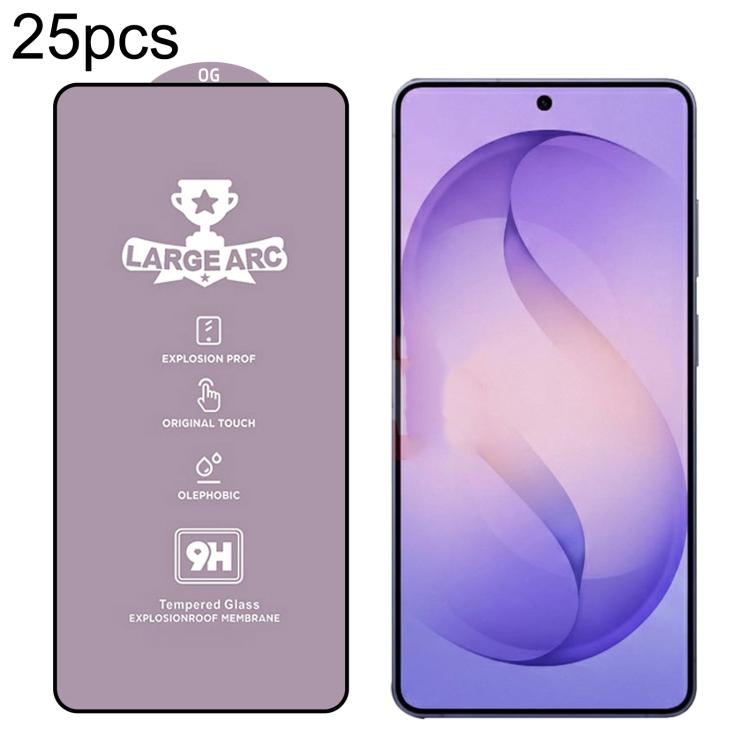 25pcs 9H 0.18mm High Aluminum Large Arc Tempered Glass Film, Support Fingerprint Unlocking, For Samsung Galaxy S26+ 5G, For Samsung Galaxy S26 Edge 5G, For Samsung Galaxy S26 Ultra 5G, For Samsung Galaxy S26 5G, For Samsung Galaxy S25 5G               ...