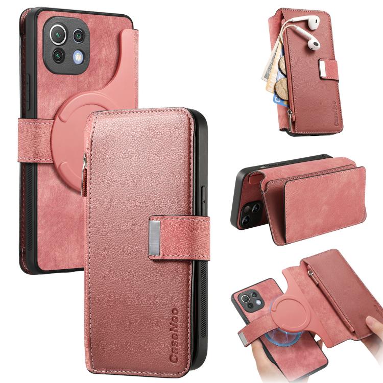 CaseNeo MagSafe RFID Anti-theft Zipper Wallet Retro Leather Phone Case, For Xiaomi Mi 11T / 11T Pro 5G, For Xiaomi Mi 11 Lite