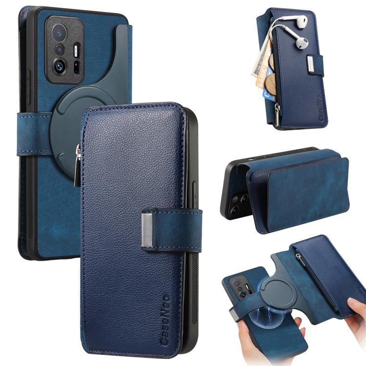 CaseNeo MagSafe RFID Anti-theft Zipper Wallet Retro Leather Phone Case, For Xiaomi 14T, For Xiaomi 13T / 13T Pro 5G, For Xiaomi Mi 11T / 11T Pro 5G, For Xiaomi Mi 11 Lite