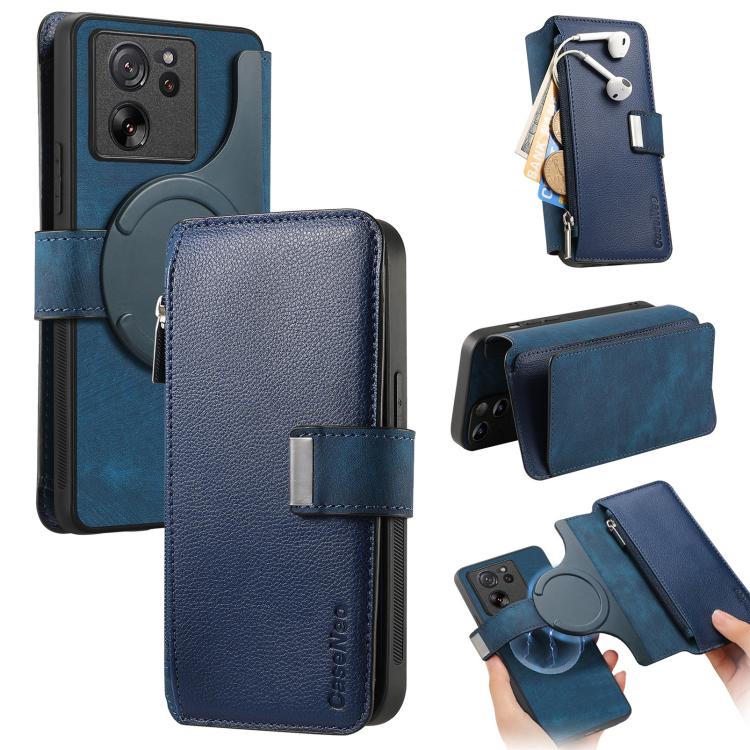 CaseNeo MagSafe RFID Anti-theft Zipper Wallet Retro Leather Phone Case, For Xiaomi 14T, For Xiaomi 13T / 13T Pro 5G, For Xiaomi Mi 11T / 11T Pro 5G, For Xiaomi Mi 11 Lite