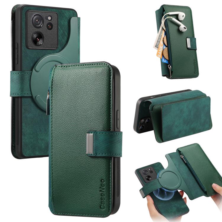 CaseNeo MagSafe RFID Anti-theft Zipper Wallet Retro Leather Phone Case, For Xiaomi 14T, For Xiaomi 13T / 13T Pro 5G, For Xiaomi Mi 11T / 11T Pro 5G, For Xiaomi Mi 11 Lite