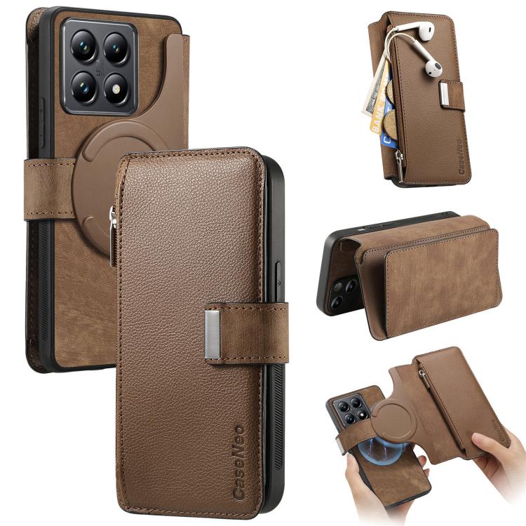 CaseNeo MagSafe RFID Anti-theft Zipper Wallet Retro Leather Phone Case, For Xiaomi 14T, For Xiaomi 13T / 13T Pro 5G, For Xiaomi Mi 11T / 11T Pro 5G, For Xiaomi Mi 11 Lite