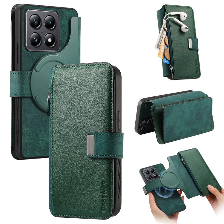 CaseNeo MagSafe RFID Anti-theft Zipper Wallet Retro Leather Phone Case, For Xiaomi 14T, For Xiaomi 13T / 13T Pro 5G, For Xiaomi Mi 11T / 11T Pro 5G, For Xiaomi Mi 11 Lite