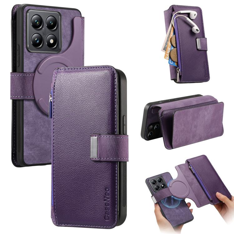 CaseNeo MagSafe RFID Anti-theft Zipper Wallet Retro Leather Phone Case, For Xiaomi 14T, For Xiaomi 13T / 13T Pro 5G, For Xiaomi Mi 11T / 11T Pro 5G, For Xiaomi Mi 11 Lite