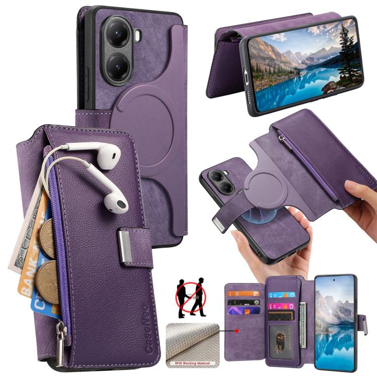 CaseNeo MagSafe RFID Anti-theft Zipper Wallet Retro Leather Phone Case, For Xiaomi 17 Pro Max, For Xiaomi 17, For Xiaomi 15T Pro 5G, For Xiaomi 15T 5G, For Xiaomi Poco X7 Pro, For Xiaomi 14T Pro, For Xiaomi 14T, For Xiaomi 13T / 13T Pro 5G