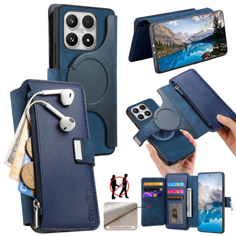 CaseNeo MagSafe RFID Anti-theft Zipper Wallet Retro Leather Phone Case, For Xiaomi 17 Pro Max, For Xiaomi 17, For Xiaomi 15T Pro 5G, For Xiaomi 15T 5G, For Xiaomi Poco X7 Pro, For Xiaomi 14T Pro, For Xiaomi 14T, For Xiaomi 13T / 13T Pro 5G